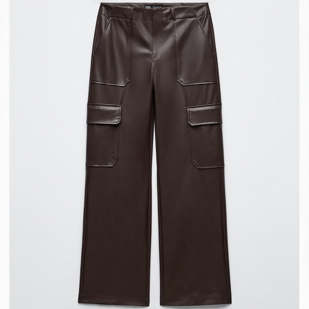 Zara Faux leather cargo pants